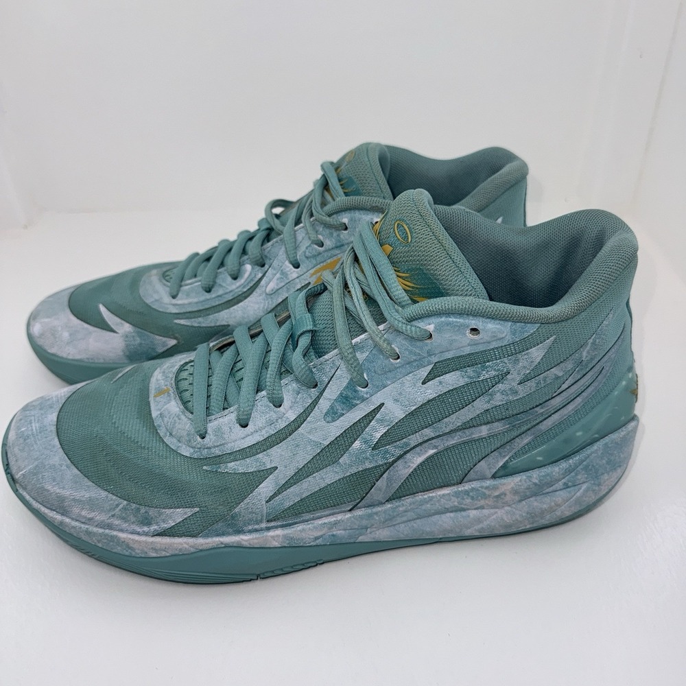 PUMA LaMelo Ball MB.02 Basketball Shoes Jade Green Gold 11 378284-01